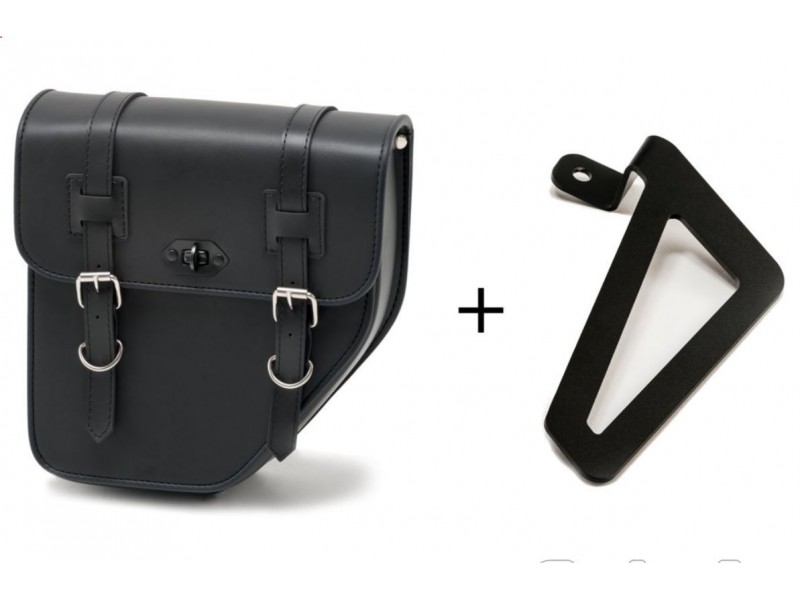 Leather saddlebag CUSTOMACCES IBIZA APS015N Negru right, with side metal base + universal support