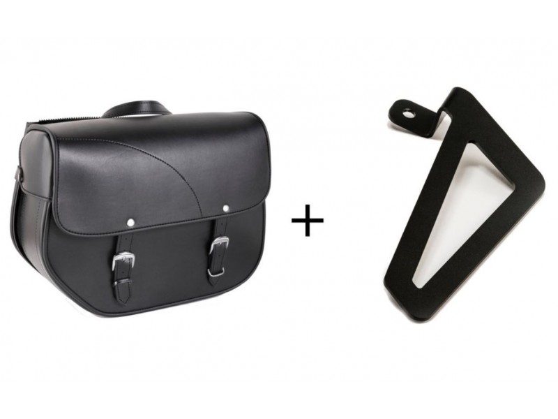 Leather saddlebag CUSTOMACCES SANT LOUIS APS011N Negru right, with metal base right side and right fitting kit