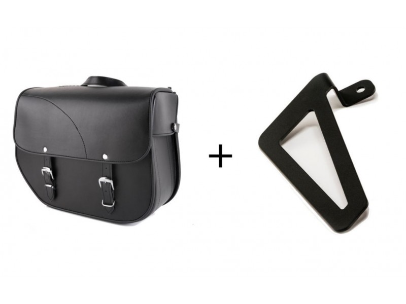 Leather saddlebag CUSTOMACCES SANT LOUIS APS004N Negru right, with universal support