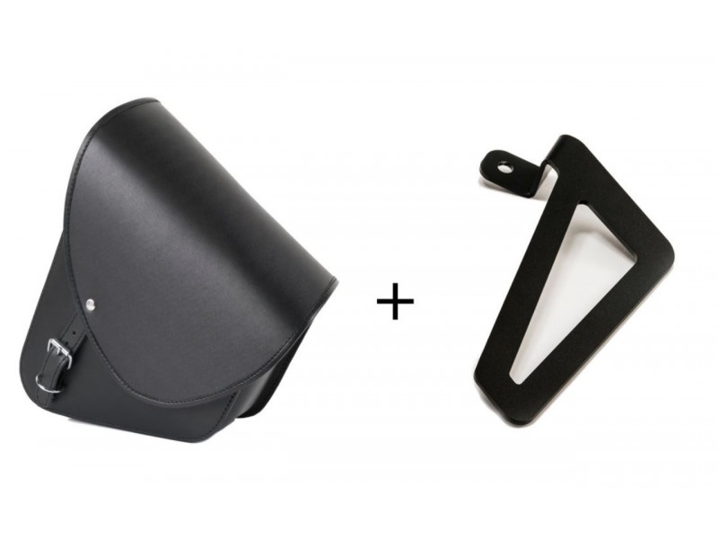 Leather saddlebag CUSTOMACCES BARCELONA APS007N Negru left, with universal support