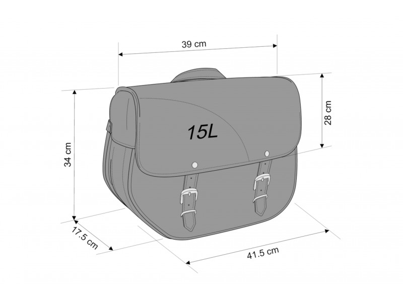 Leather saddlebag CUSTOMACCES SANT LOUIS APS012N Negru left, with metal base left side and left fitting kit
