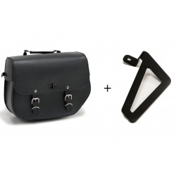 Leather saddlebag CUSTOMACCES SANT LOUIS APS012N Negru left, with metal base left side and left fitting kit Leather saddlebag CUSTOMACCES SANT LOUIS APS012N Negru left, with metal base left side and left fitting kit