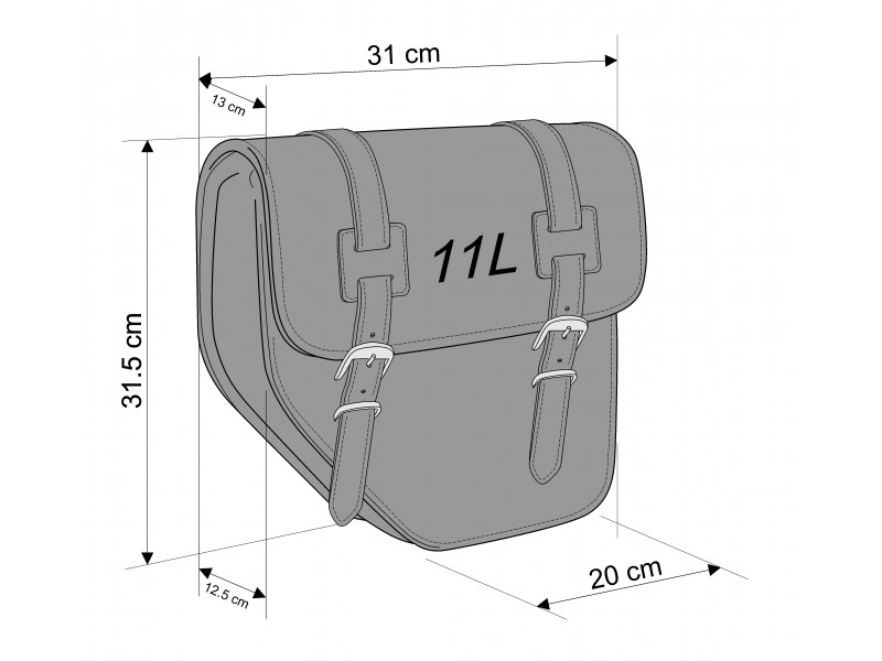Leather saddlebag CUSTOMACCES IBIZA APM002N Negru left, with universal support