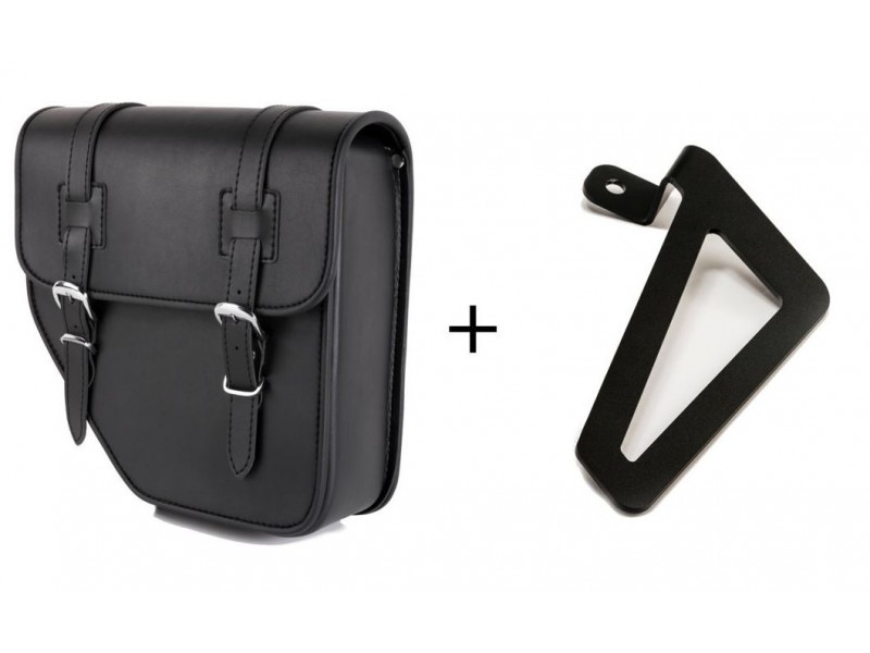 Leather saddlebag CUSTOMACCES IBIZA APM002N Negru left, with universal support