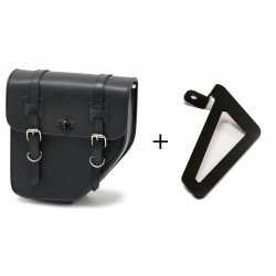 Leather saddlebag CUSTOMACCES IBIZA APS016N Negru left, with metal base left side and left fitting kit Leather saddlebag CUSTOMACCES IBIZA APS016N Negru left, with metal base left side and left fitting kit