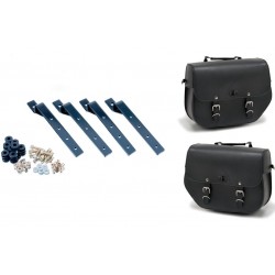 Leather saddlebags CUSTOMACCES SANT LOUIS APS003N Negru set, with metal base and fitting kit set Leather saddlebags CUSTOMACCES SANT LOUIS APS003N Negru set, with metal base and fitting kit set