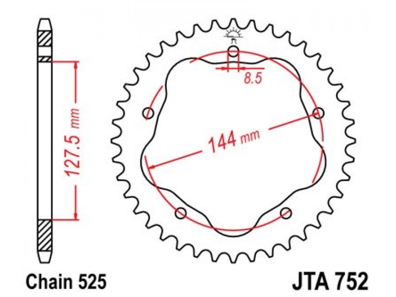 Foaie spate ALU JT JTA 752-38BLK 38T, 525 Negru Foaie spate ALU JT JTA 752-38BLK 38T, 525 Negru
