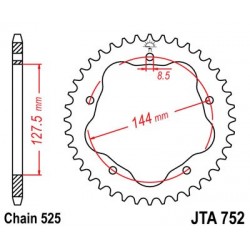 Foaie spate ALU JT JTA 752-42BLK 42T, 525 Negru Foaie spate ALU JT JTA 752-42BLK 42T, 525 Negru