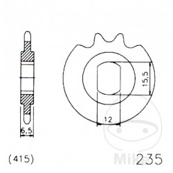 Pinion fata JMT 13T, pitch 415 elongated hole 12/15.5 Pinion fata JMT 13T, pitch 415 elongated hole 12/15.5