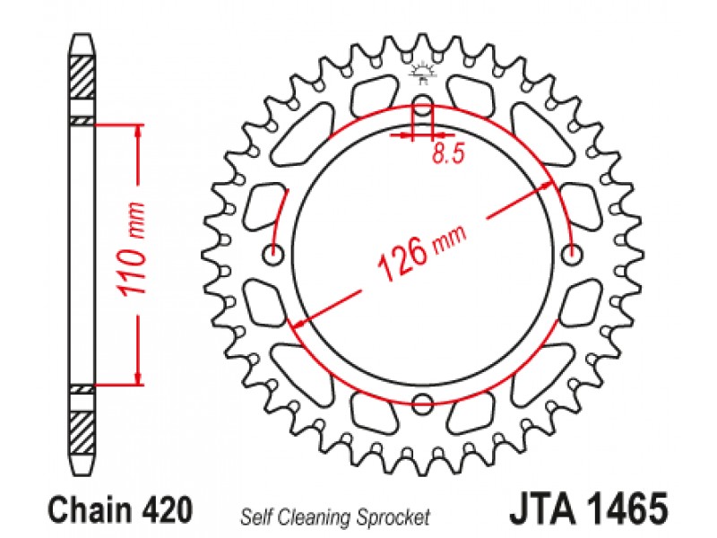 Foaie spate ALU JT JTA 1465-46BLK 46T, 420 Negru