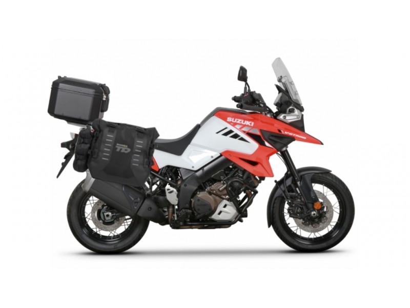 Complete set of SHAD TERRA TR40 adventure saddlebags and SHAD TERRA BLACK aluminium 48L topcase, including mounting kit SHAD SUZUKI DL 1000 V-Strom/ DL 1050 V-Strom