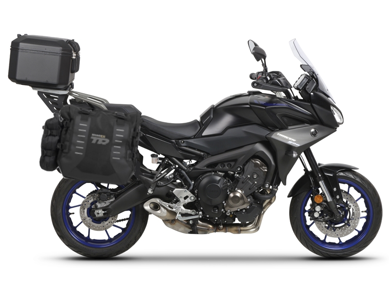 Complete set of SHAD TERRA TR40 adventure saddlebags and SHAD TERRA BLACK aluminium 55L topcase, including mounting kit SHAD YAMAHA MT-09 Tracer / Tracer 900