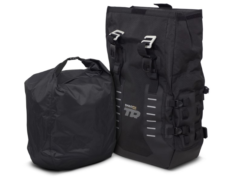 Complete set of SHAD TERRA TR40 adventure saddlebags and SHAD TERRA BLACK aluminium 55L topcase, including mounting kit SHAD Moto Morini X-Cape 649