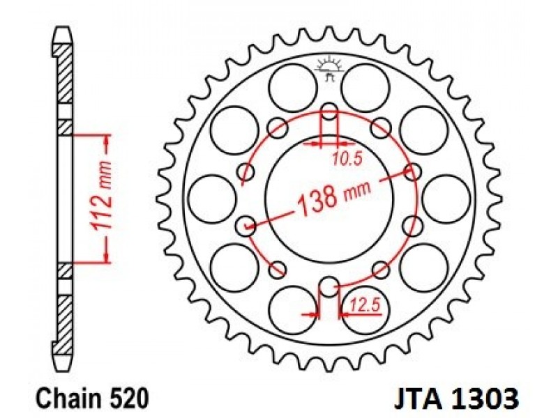 Foaie spate ALU JT JTA 1303-52 52T, 520 Foaie spate ALU JT JTA 1303-52 52T, 520