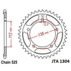 Foaie spate ALU JT JTA 1304-44 44T, 525 Foaie spate ALU JT JTA 1304-44 44T, 525