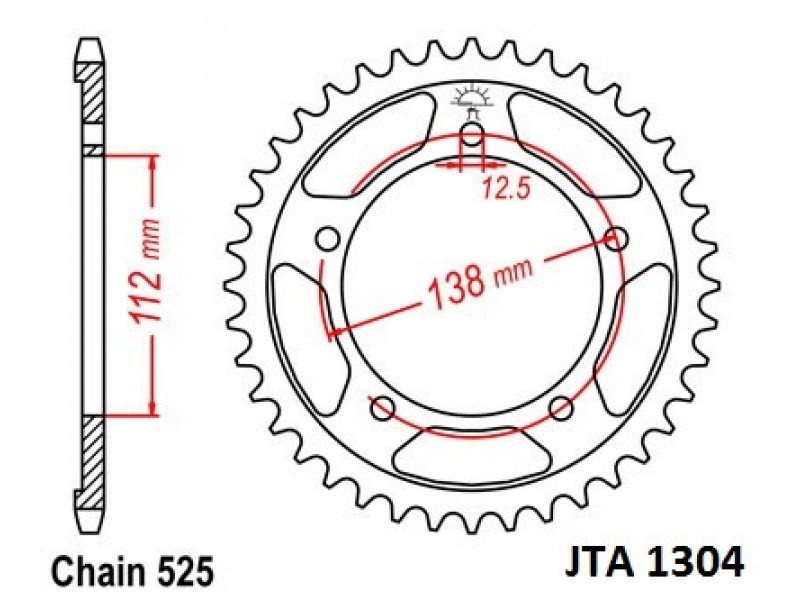 Foaie spate ALU JT JTA 1304-44 44T, 525