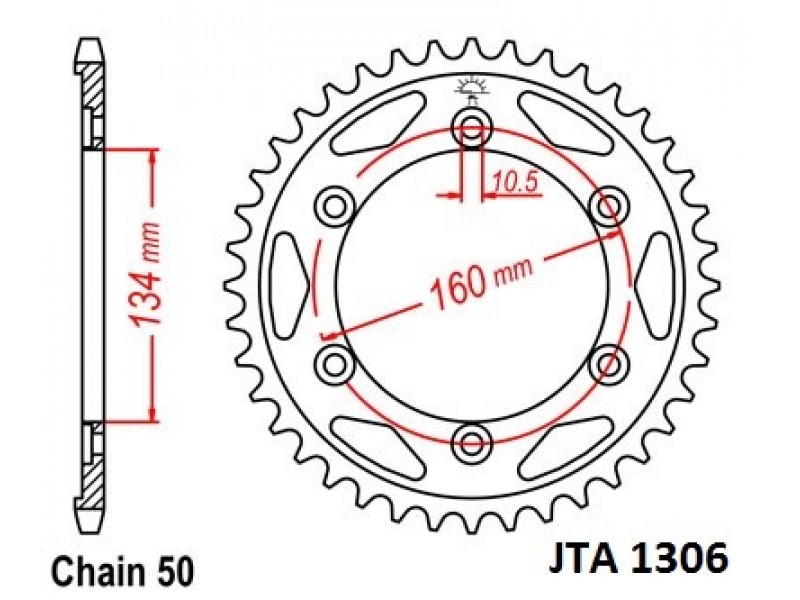 Foaie spate ALU JT JTA 1306-44 44T, 530