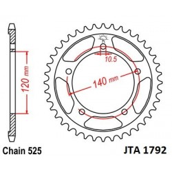 Foaie spate ALU JT JTA 1792-43 43T, 525 Foaie spate ALU JT JTA 1792-43 43T, 525