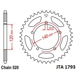 Foaie spate ALU JT JTA 1793-42 42T, 520 Foaie spate ALU JT JTA 1793-42 42T, 520