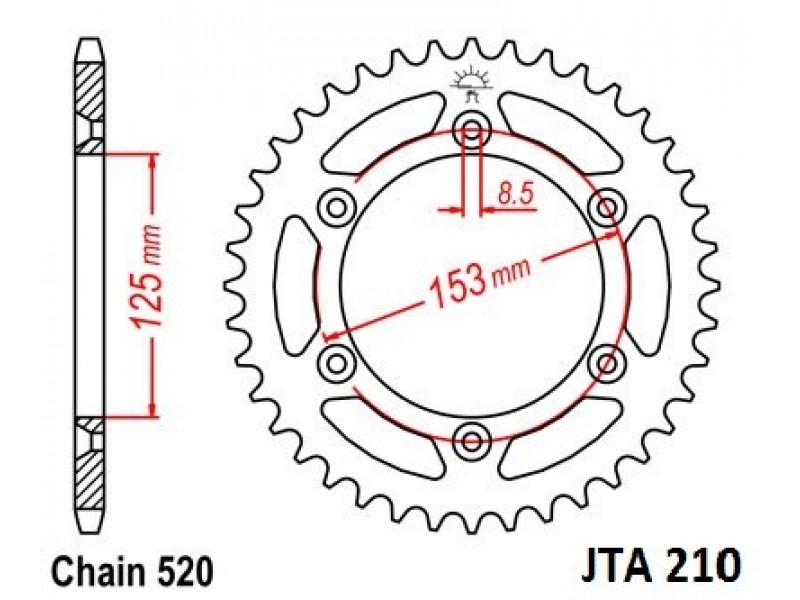 Foaie spate ALU JT JTA 210-48 48T, 520 Foaie spate ALU JT JTA 210-48 48T, 520