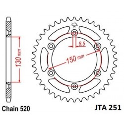 Foaie spate ALU JT JTA 251-51 51T, 520 Foaie spate ALU JT JTA 251-51 51T, 520