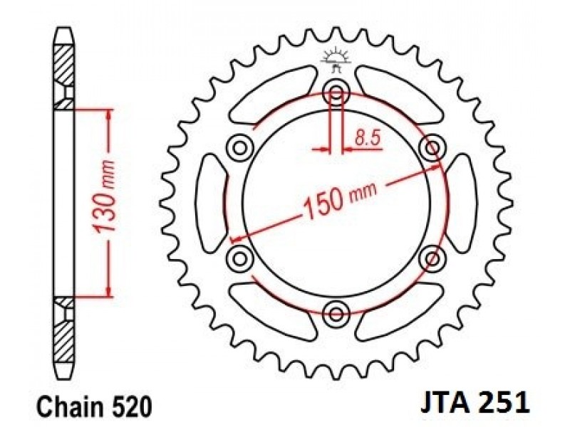 Foaie spate ALU JT JTA 251-51 51T, 520