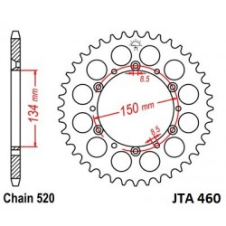 Foaie spate ALU JT JTA 460-47 47T, 520 Foaie spate ALU JT JTA 460-47 47T, 520