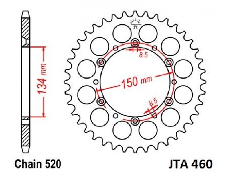 Foaie spate ALU JT JTA 460-47 47T, 520 Foaie spate ALU JT JTA 460-47 47T, 520