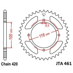 Foaie spate ALU JT JTA 461-50 50T, 420 Foaie spate ALU JT JTA 461-50 50T, 420