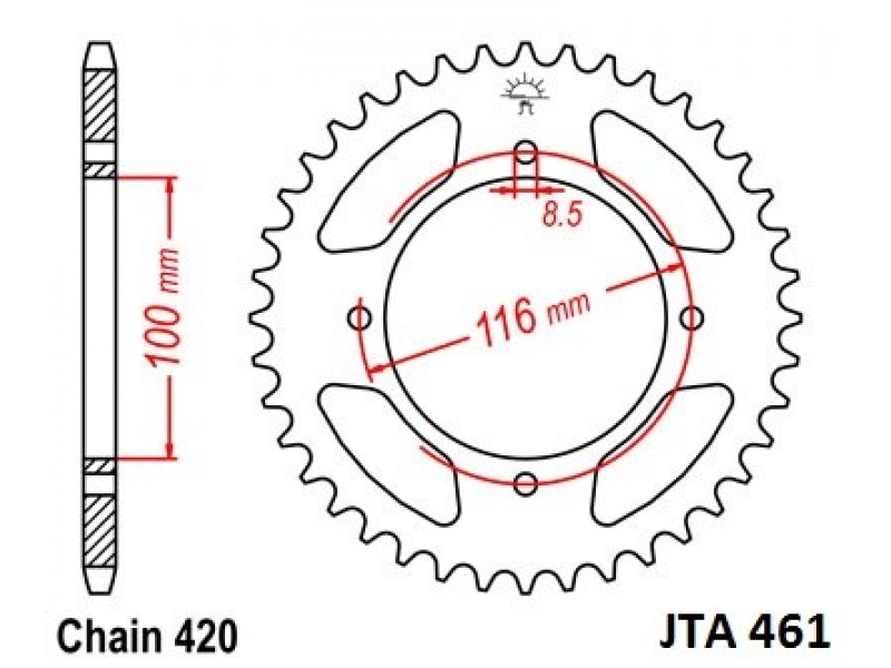 Foaie spate ALU JT JTA 461-51 51T, 420 Foaie spate ALU JT JTA 461-51 51T, 420