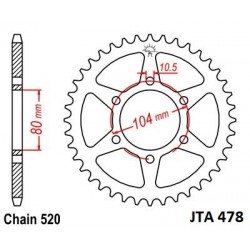 Foaie spate ALU JT JTA 478-46 46T, 520 Foaie spate ALU JT JTA 478-46 46T, 520