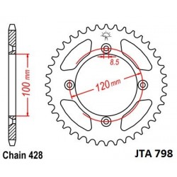 Foaie spate ALU JT JTA 798-47 47T, 428 Foaie spate ALU JT JTA 798-47 47T, 428