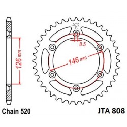 Foaie spate ALU JT JTA 808-50 50T, 520 Foaie spate ALU JT JTA 808-50 50T, 520