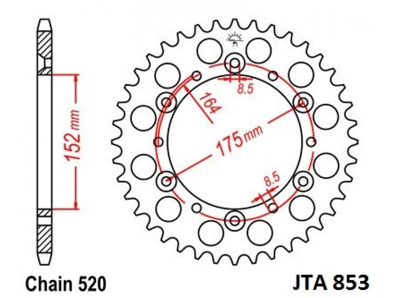 Foaie spate ALU JT JTA 853-49 49T, 520