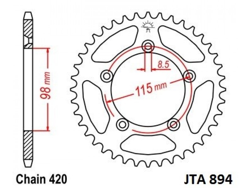 Foaie spate ALU JT JTA 894-50 50T, 420 Foaie spate ALU JT JTA 894-50 50T, 420