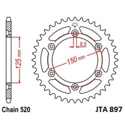 Foaie spate ALU JT JTA 897-47 47T, 520 Foaie spate ALU JT JTA 897-47 47T, 520