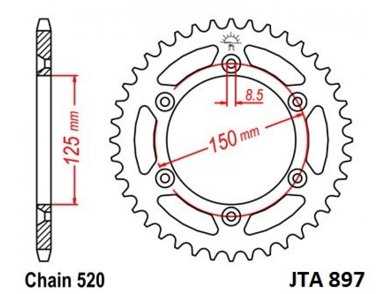 Foaie spate ALU JT JTA 897-47 47T, 520 Foaie spate ALU JT JTA 897-47 47T, 520