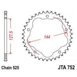 Foaie spate ALU JT JTA 752-36 36T, 525 Foaie spate ALU JT JTA 752-36 36T, 525