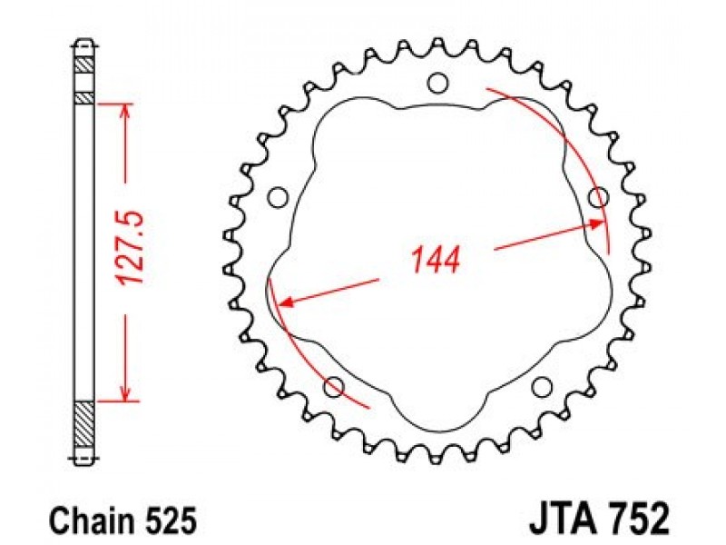 Foaie spate ALU JT JTA 752-41 41T, 525 Foaie spate ALU JT JTA 752-41 41T, 525