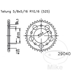 Foaie spate JMT (47T, for chain 525) Foaie spate JMT (47T, for chain 525)