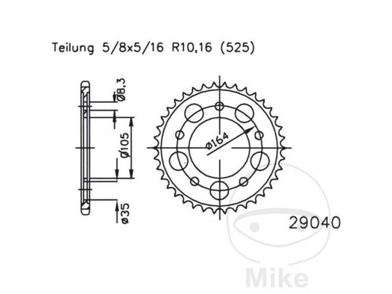 Foaie spate JMT (47T, for chain 525) Foaie spate JMT (47T, for chain 525)