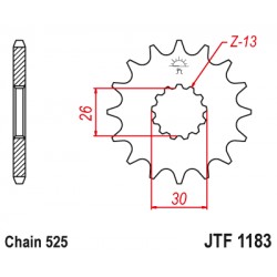 Pinion fata JT JTF 1183-18RB 18T, 525 rubber cushioned Pinion fata JT JTF 1183-18RB 18T, 525 rubber cushioned