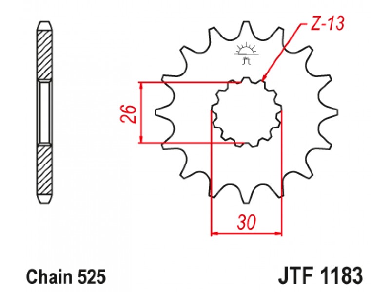 Pinion fata JT JTF 1183-18RB 18T, 525 rubber cushioned Pinion fata JT JTF 1183-18RB 18T, 525 rubber cushioned