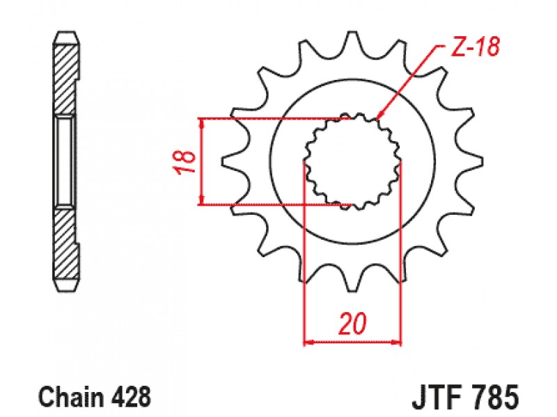 Pinion fata JT JTF 785-13 13T, 428 Pinion fata JT JTF 785-13 13T, 428