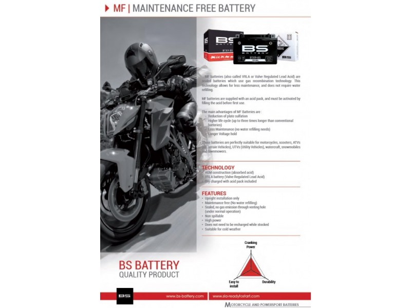 Baterie fara intretinere BS-BATTERY BTX14-BS (YTX14-BS)