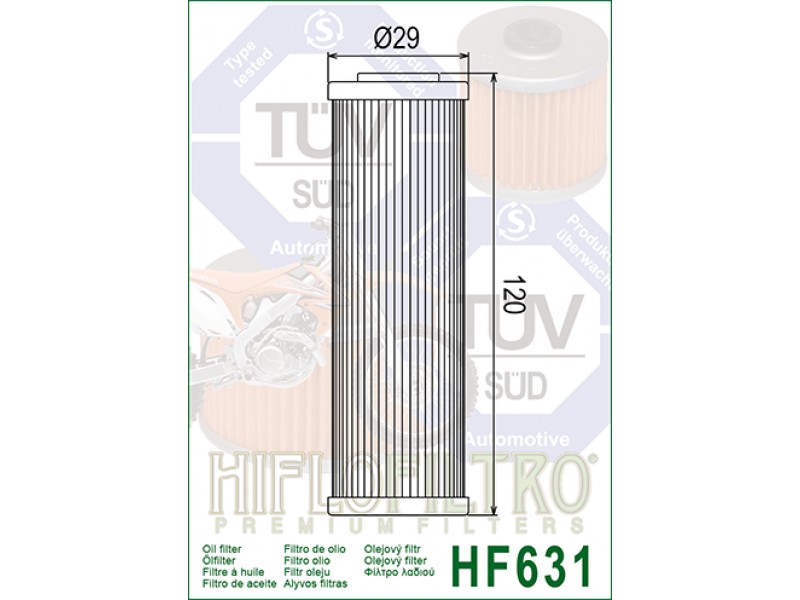Filtru de ulei HIFLOFILTRO HF631 Filtru de ulei HIFLOFILTRO HF631