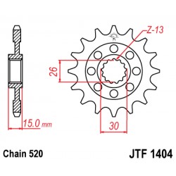 Pinion fata JT JTF 1404-16 16T, 520 Pinion fata JT JTF 1404-16 16T, 520