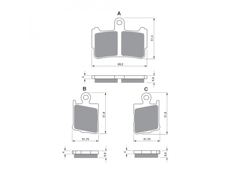 Placute de frana GOLDFREN 298 S3 (1 set = 2pcs small/large) Placute de frana GOLDFREN 298 S3 (1 set = 2pcs small/large)