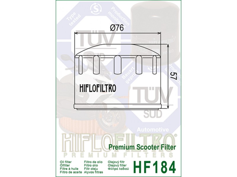 Filtru de ulei HIFLOFILTRO HF184 Filtru de ulei HIFLOFILTRO HF184