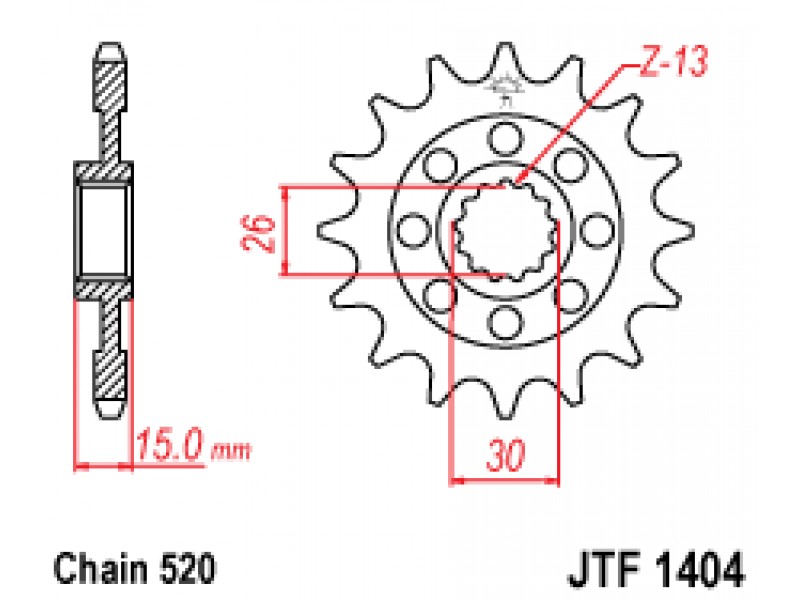 Pinion fata JT JTF 1404-15 15T, 520 Pinion fata JT JTF 1404-15 15T, 520